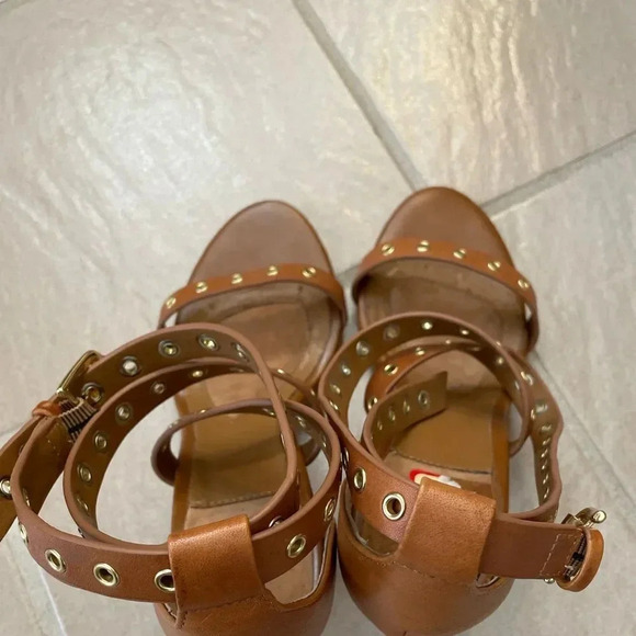 ISOLA DAMAR BROWN HEELED SANDAL WRAP AROUND STRAPS WITH GROMMET DETAIL SIZE 7.5 - Picture 8 of 15